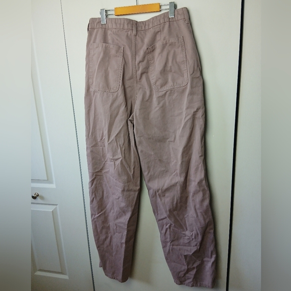 ASOS Wide Leg Loose Fit women Pants Size 12 Tall Plum Color 100% Cotton - Picture 5 of 9